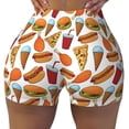 thumbnail image 2 of Haiem Hot Dog Burger No Front Seam Biker Shorts for Women Yoga Workout Gym Bike Shorts with Tummy Control Moisture-Wicking-Small, 2 of 9