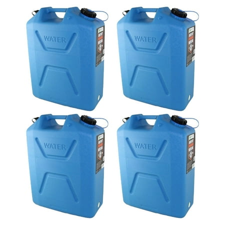 - Wavian 5 Gallon Plastic Water Jug Can Container with Easy Pour Spout (4 Pack)