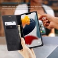 thumbnail image 3 of Funda de cuero tipo billetera para iPhone 13 Pro Max, funda plegable con soporte magnético, ranura para tarjetas, funda protectora para iPhone 13 Pro Max de 6,7 pulgadas, 3 of 6