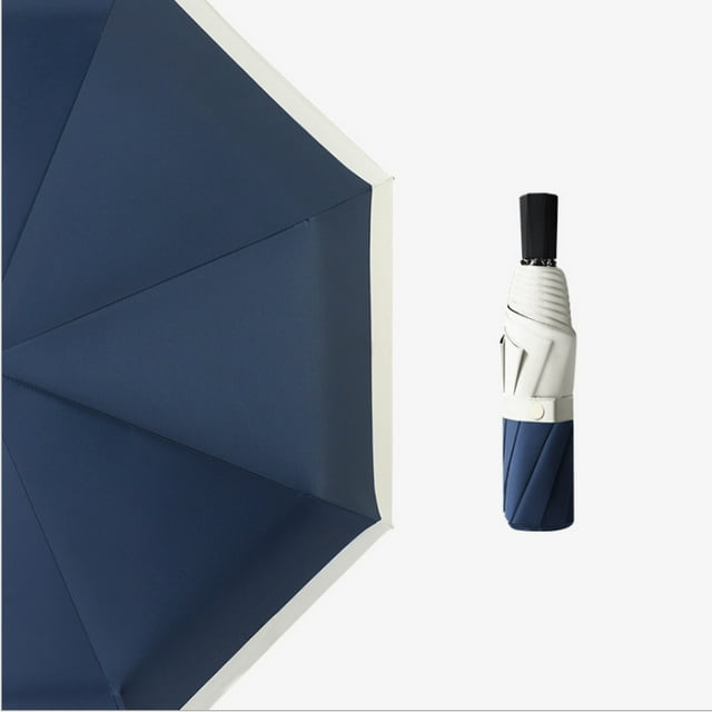 Compact Folding Umbrella, Color Stitching,Easy Carrying Travel Rain Umbrella,Blue