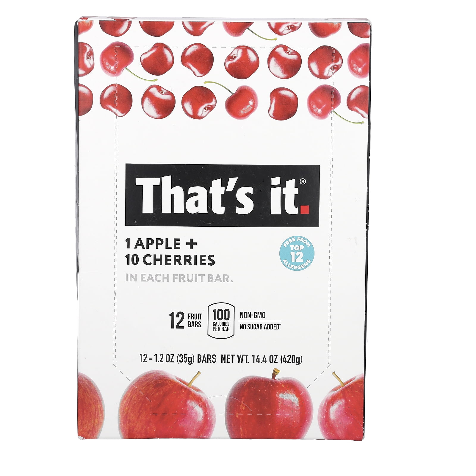 That's It, Fruit Bar Apple + Cherry, 12 Ct