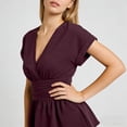 thumbnail image 6 of Endives Womens Short Sleeve T- Shirt V Neck Ruched Waist Peplum Top Chic Daily Wear Casual Blouse Summer Outfit, 6 of 6