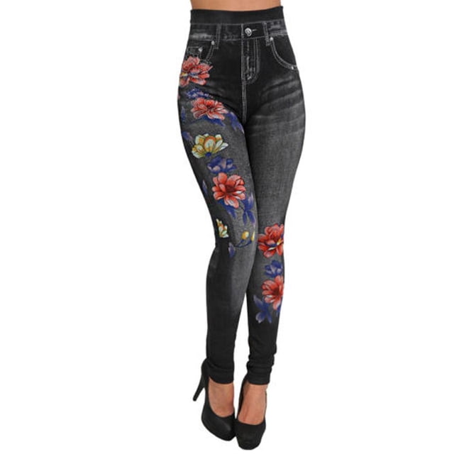 Pantalones Pitillo Ajustados Salvador para Mujer Estampado Floral Deportivos de Yoga Entrenamiento Polainas
