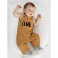 thumbnail image 6 of BemeyourBBs Baby Boy First Birthday Outfit 1st Birthday Clothes Corduroy Romper Overalls Letter Embroidery Overall Jumpsuit, 6 of 9