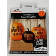 Way To Celebrate Halloween Pumpkin No-Carve Decoration Punny Pumpkin Kit Boo.