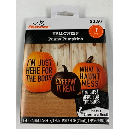 Way To Celebrate Halloween Pumpkin No-Carve Decoration Punny Pumpkin Kit Boo.
