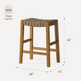 thumbnail image 4 of Maven Lane 26" Emerson Counter Height Stool - Weathered Natural Wood Finish & Avanti Bone Vegan Leather Counter Stools - Backless Design Brings Rustic Elegance to Your Kitchen, Dining Area, set of 2, 4 of 11