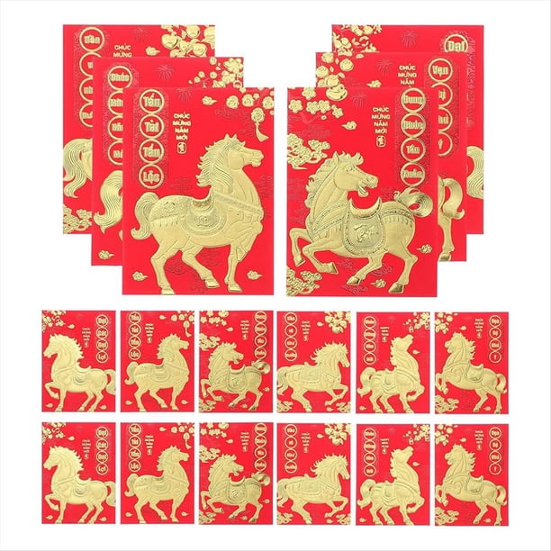 120 sobres de bolsillo para el Año Lunar , Año del Caballo Vietnamita 2026. Sobres de dinero chinos B