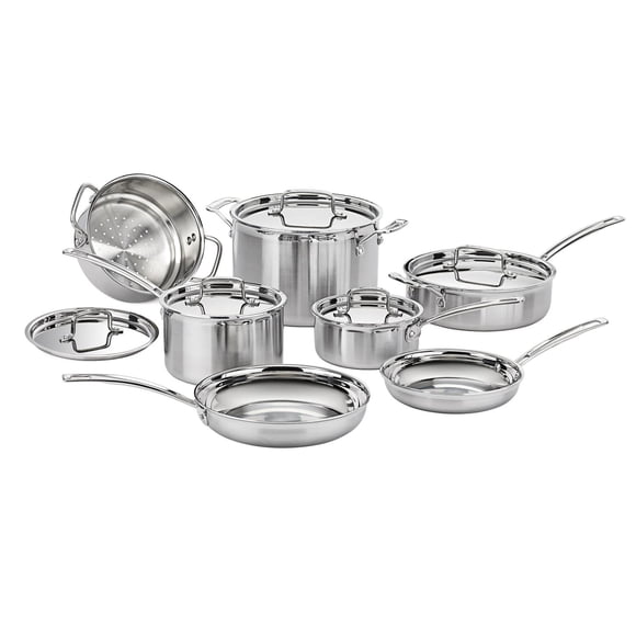 Set de Utensilios y Sartenes de Cocina Cuisinart Acero Inoxidable MultiClad Pro 12 Piezas