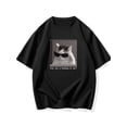 thumbnail image 1 of Women Men's "Why Are You Looking At Me?" Cat Print T-Shirt - Casual & Comfy 100% Cotton, Short Sleeve, Round Neck Tee in Black | Perfect for Summer Streetwear & Date Nights | Sizes S-3XL, Cat Tshirt, 1 of 6
