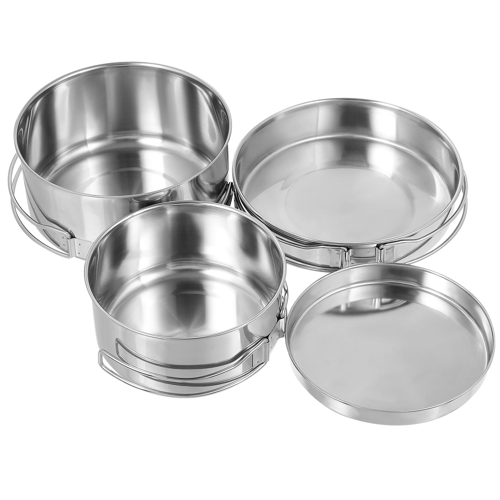 KALLORY 4-Piece Cooking Pot and Pan Set Stackable Lightweight Design for Camping and Kitchen Use