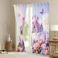 thumbnail image 3 of Homewish Cartoon Castle Black Out Curtains,Rustic Flower Floral Curtains Pack of 2 (42x63 Each),Pink Purple Bedroom Curtains For Girl,Luxury Bedroom Decor, 3 of 6