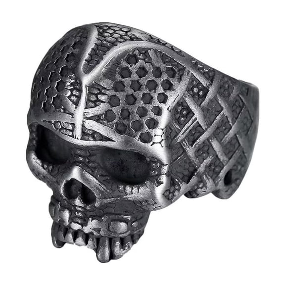 PAMTIER Men's Stainless Steel Vintage Personalized Hip Hop Punk Skull Gothic Biker Ring Silver Black Size 7