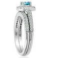 thumbnail image 3 of Pompeii 3/4Ct Halo Round Blue Diamond Engagement Matching Wedding Ring Set White Gold, 3 of 3