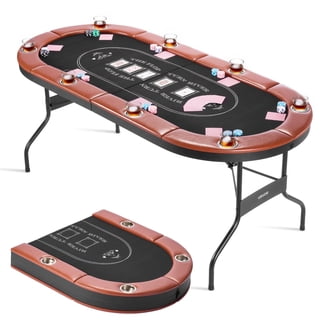 Barrington 10 Player Folding Oval Poker Table with Steel Cup