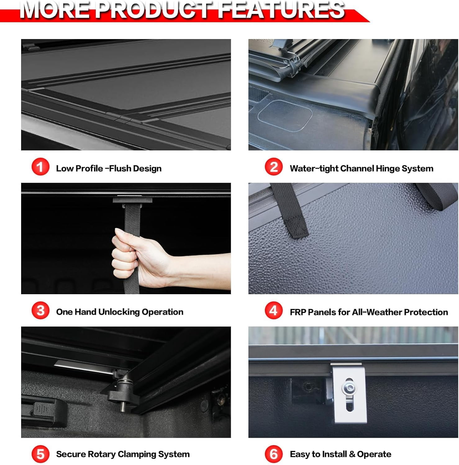 TPA Low Profile Hard Tri-Fold Truck Bed Tonneau Cover Fits for 2022-2024 Nissan Frontier 5 ft Bed, FPR Waterproof One-Handed Open Anti-Theft