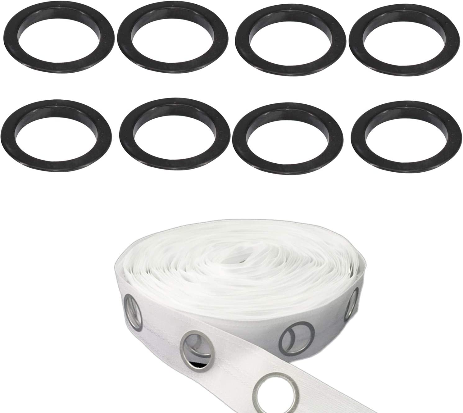 Trimming Shop 40mm Plastic Curtain Eyelets with 10 Metres Grommet