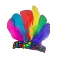 thumbnail image 4 of Diadema de plumas, accesorio fotográfico, tocado para presentaciones en el escenario, carnaval, festival Multicolor, 4 of 8