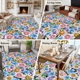 thumbnail image 6 of Retro Flower Large Area Rugs 8x10 ft Watercolor Pink Blue Purple Floral Daisy Green Leaf Black Back Washable Rug Non Slip Indoor Carpet Absorbent Floor Mat for Living Room Bedroom Dining Room, 6 of 9