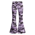 thumbnail image 7 of Spazoro Girls Flare Pants with Pockets, Loose Fit High Rise Lightweight Camo Print Button Zip Bell Bottom Trousers for Street Daily Wear Purple Size 11-12, 7 of 7
