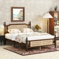 thumbnail image 3 of KEIKI Queen Size Wood Platform Bed Frame with Rattan Headboard ＆ Footboard, Bed with Under-Bed Storage ＆ Central Support Feet, Solid Slat, Easy Assembly, No Box Spring Required, for Bedroom, Walnut, 3 of 22