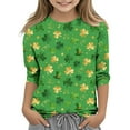 thumbnail image 1 of Tauxra Chandail de la Saint-Patrick pour Adultes, Chandail à Col Rond Imprimé à Manches 3/4, T-Shirt Décontracté à Manches Longues avec Graphique de Trèfle pour Activités Festives, 1 of 6