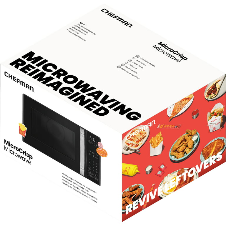 Chefman MicroCrisp Countertop Digital Microwave Oven, Unique Cook & Crisp  Power Combo, 1.1 Cu Ft, Dual-Cook 1000W Microwave + 1500W Crisper, 6 Touch