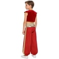thumbnail image 7 of renvena Boys Prince Outfits Medieval Partywear Open Front Vest Waistcoat with Harem Pants Red 14, 7 of 7