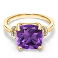 thumbnail image 3 of Gem Stone King 3.29 Ct Cushion Purple Amethyst 18K Yellow Gold Plated Silver Ring, 3 of 5