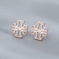 thumbnail image 1 of Pendientes De Plata Clásica Tory Burch Doble T Joyería Chapado En Oro De 18 Quilates Redondos TB Para Damas, 1 of 4