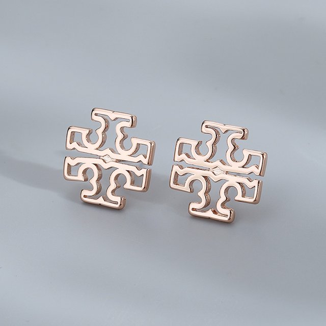 Pendientes De Plata Clásica Tory Burch Doble T Joyería Chapado En Oro De 18 Quilates Redondos TB Para Damas