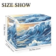 thumbnail image 3 of Illustration Of Waves with The Sun in The Background Large Storage Bins with Linen Collapsible Lid Storage Box 16.7 x 12.6 x 11.8in, 3 of 7