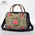 thumbnail image 2 of Bolso de mano bordado de estilo étnico con estilo Bolso de mujer Bolso de hombro de lona con cremallera Bolso de mano bordado de gran capacidad, 2 of 5