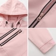 thumbnail image 4 of Levmjia Women Hooded Rain Jacket Waterproof Lightweight Long Sleeve Zip Up Mid Length Loose Fit Solid Color Outerwear Pockets Daily Commute Hiking Camping Travel Outdoor Casual, 4 of 6