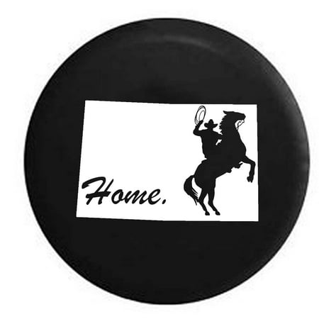 Wyoming Rodeo Cowboy Home State Edition Spare Tire Cover Vinyl Black 29 in