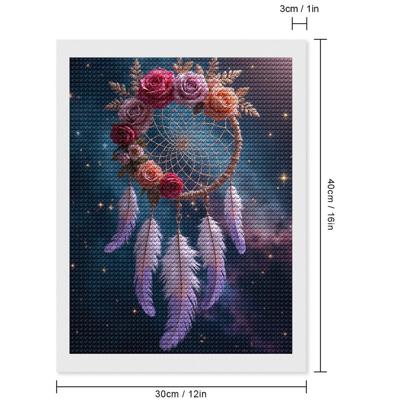 Diamond Art Kits for Adults, Dreamcatcher Flowers Feathers Night Sky 5D Diamond Painting Kits for Adults Beginners, DIY Full Drill Diamond Painting, Gem Art and Crafts 12x16
