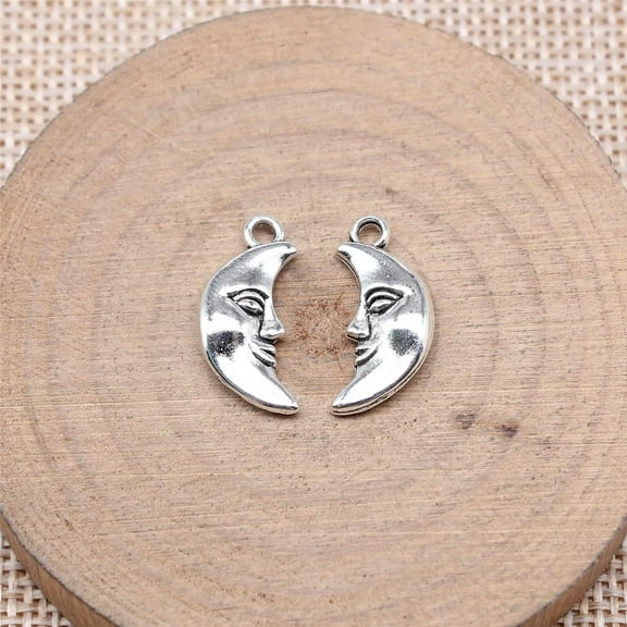 K-KED 100 Pcs Tibetan Silver Moon Charms Pendant 19x9MM DIY Delicate Jewelry Making C15779