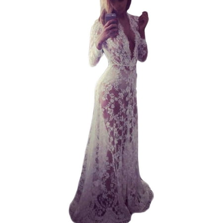 

Jxzom Pregnant Women Long Maxi Gown Photography Chiffon Lace-up Maternity Plus Size Dress