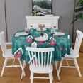 thumbnail image 2 of Dark Teal Christmas Village Pattern Round Tablecloth 60"x60",Wrinkle Wipeable Table Cloth for Kitchen Dining Room Picnic Patio Party, 2 of 6