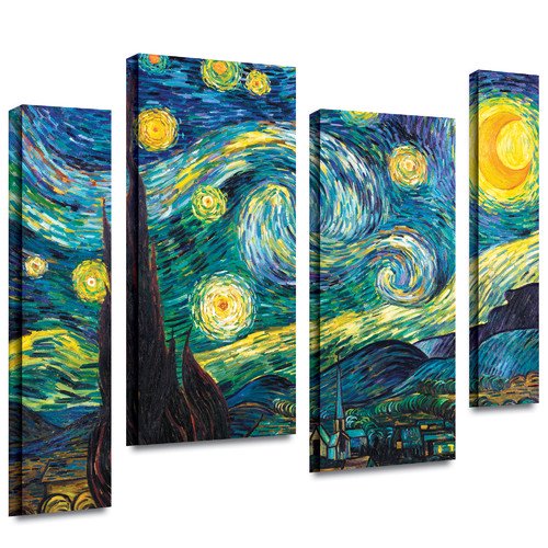 Artwall Starry Night By Vincent Van Gogh 4 Piece Painting Print On Wrapped Canvas Set Walmart Com Walmart Com