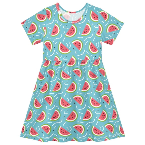 joogoo Watermelons Girls' Short Sleeve Dress Kids Dresses 5-6T