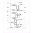 thumbnail image 5 of Bookshelf, 72”H Contemporary White Metal Etagere with 9 Tempered Glass Shelves | White | Clear Tempered Glass, 5 of 7