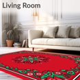 thumbnail image 2 of ODIKA 8'x10' Machine Washable Non-Slip Area Rug, Classic Seasonal Floral Medallion High Traffic Rug, Red, 611797, 2 of 7