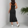 thumbnail image 6 of Simua Women's Summer Fashion Dress Sexy Spaghetti Strap Split Solid Color Backless Slim Midi Dress, 6 of 9