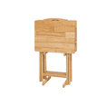 thumbnail image 5 of Mainstays Folding TV Tray Table Set of 2 with Storage Rack, Natural, Rubberwood, Indoor, 19" L x 14.5" W x 26" H, 5 of 12