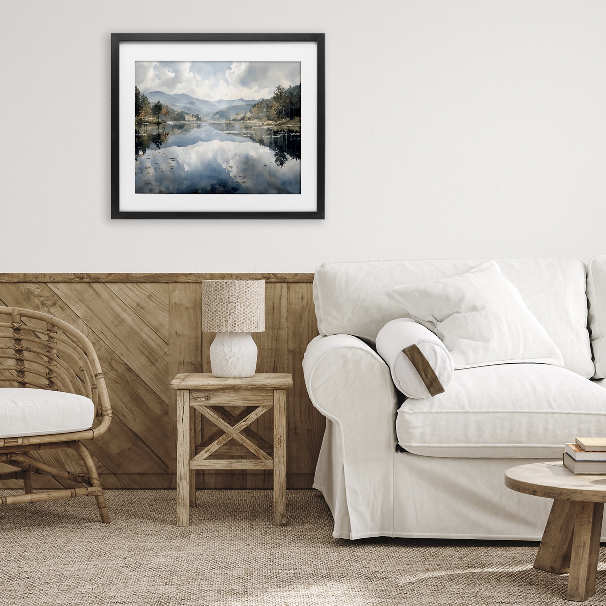 Stupell Industries Nature's Reflection on Mountain Lake Black Framed Print Under Glass, design by Franklyn Gregory