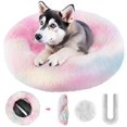 thumbnail image 1 of Cama Redonda de Piel Sintética Suave para Perros y Gatos de Tamaño Pequeño y Mediano con Cubierta Extraíble (Arcoiris, 70cm), 1 of 5