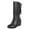 Black, variant on Women's Slouchy Winter Thickened Boots Wedge Heel Mid Calf Boot Booties with Zipper