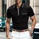 thumbnail image 2 of Camisas de Manga Larga para Hombres Raya Solapa Manga Corta Fallow Color Contraste Pol Camisa, Mezcla de Algodón Poliéster, 2 of 8