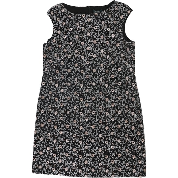 Ralph Lauren Vestido de tubo de encaje floral para mujer, negro, 14